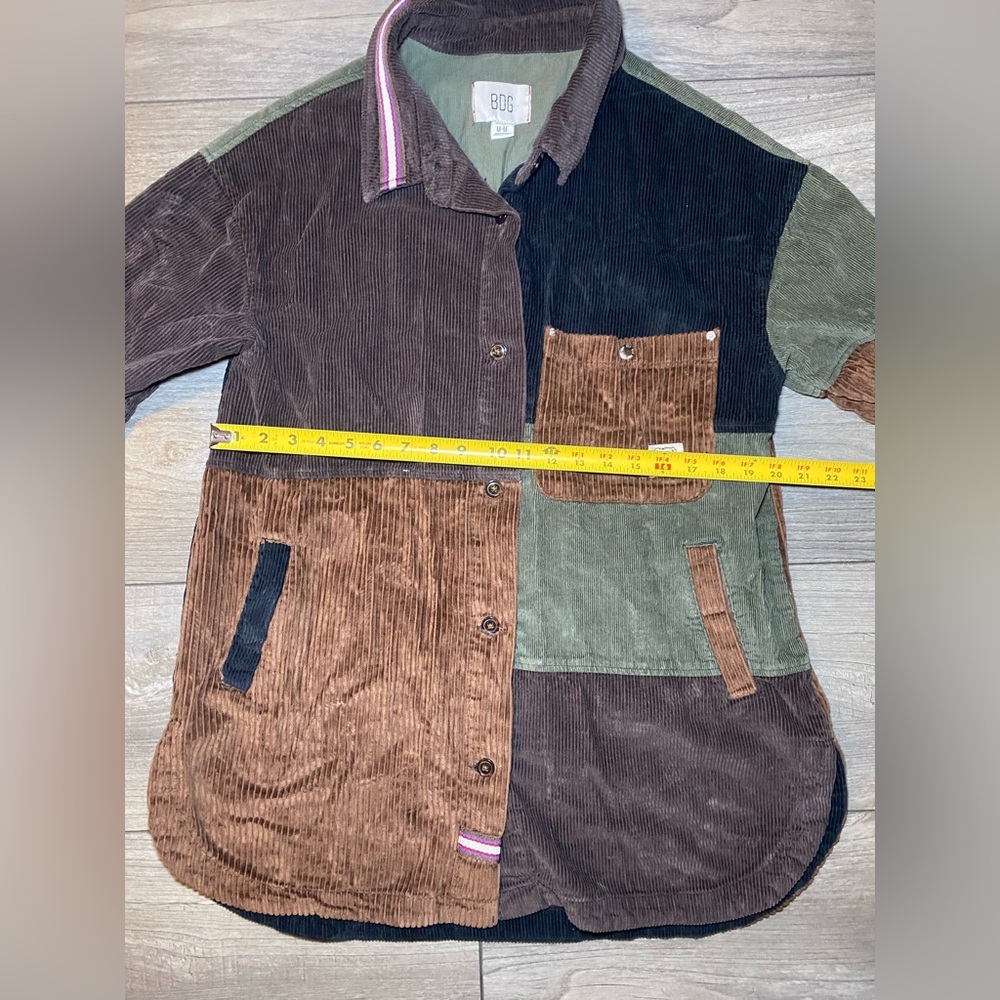 EUC 100% Cotton BDG Neutral Patchwork Corduroy Shirt Jacket Shacket - Picture 7 of 11